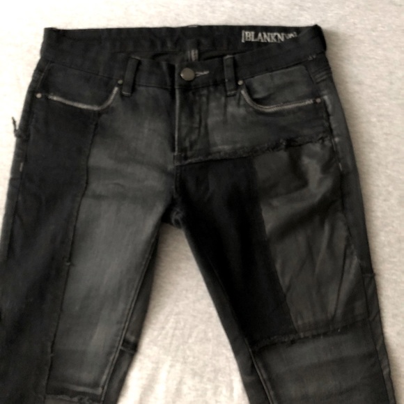 BLANKNYC Faux Leather Patch Jeans With Distressing - Picture 4 of 10